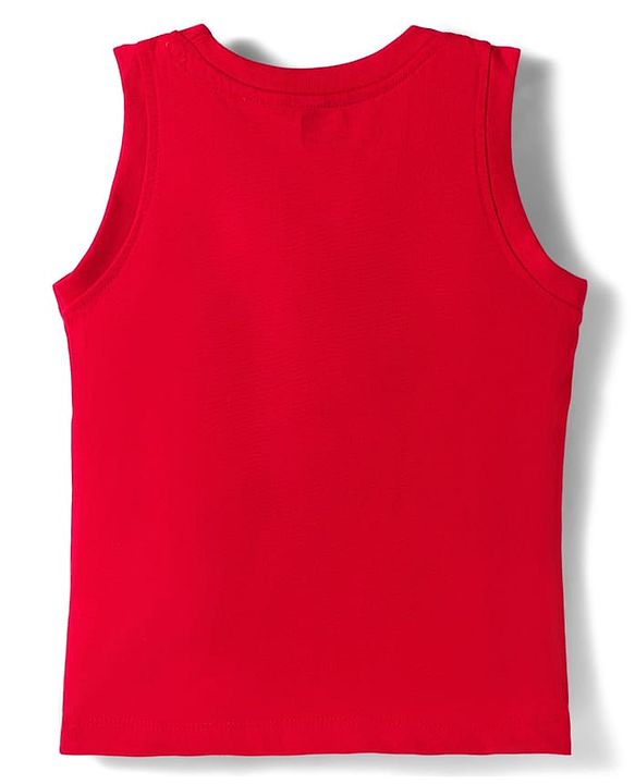 Babyhug Cotton Knit Half Sleeves & Shorts Set With Tiger Printed Tank T-Shirt - Blue & Red