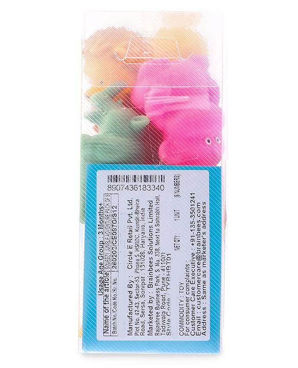 Babyhug Squeeze Bath Toy - Pack Of 6| Jungle Adventure Set With Giraffe, Hippo, Rhino, Bear, Monkey & Lion Characters| Perfect Gifting Toy| Non Toxic| BIS Certified
