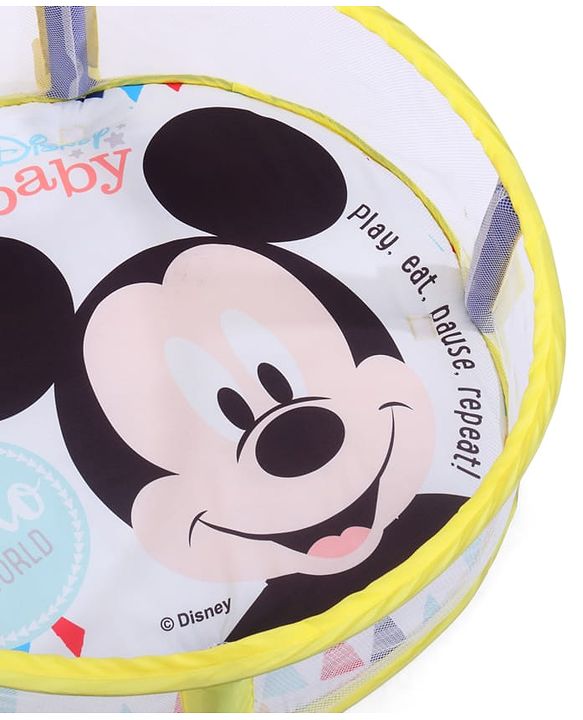 Babyhug Disney Baby 3-in-1 Play Gym with Ball Pit, Hanging Toys & Mickey Storage Pocket| 30 Colorful Balls| Flexible Arches| Foldable Mesh Arena| Sensory & Motor Skill Development| BIS Certified