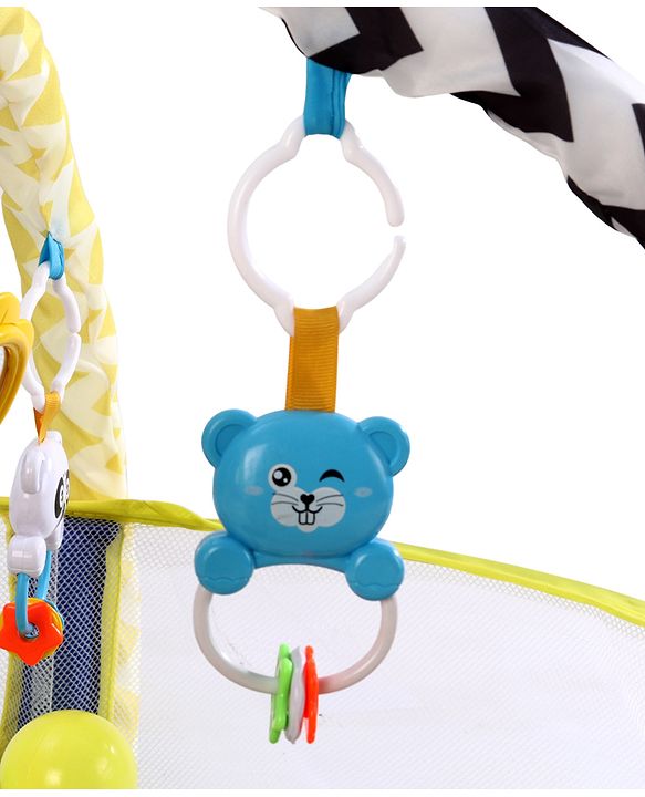 Babyhug Disney Baby 3-in-1 Play Gym with Ball Pit, Hanging Toys & Mickey Storage Pocket| 30 Colorful Balls| Flexible Arches| Foldable Mesh Arena| Sensory & Motor Skill Development| BIS Certified