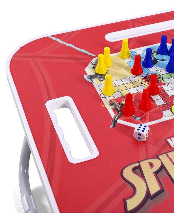 Babyhug Disney Spiderman Theme Multi Purpose Desktop Table| Table with Ludo| Durable, Non-Slip & Space Saving| Compact Fold| Perfect For Gifting| BIS Certified