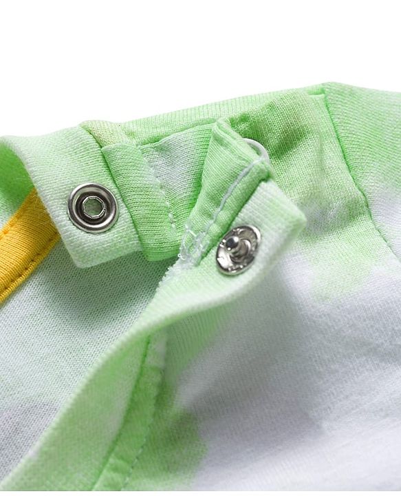 Babyhug Single Jersey Knit Half Sleeves T-Shirt & Shorts Set with Smiley Print - Light Green & Blue