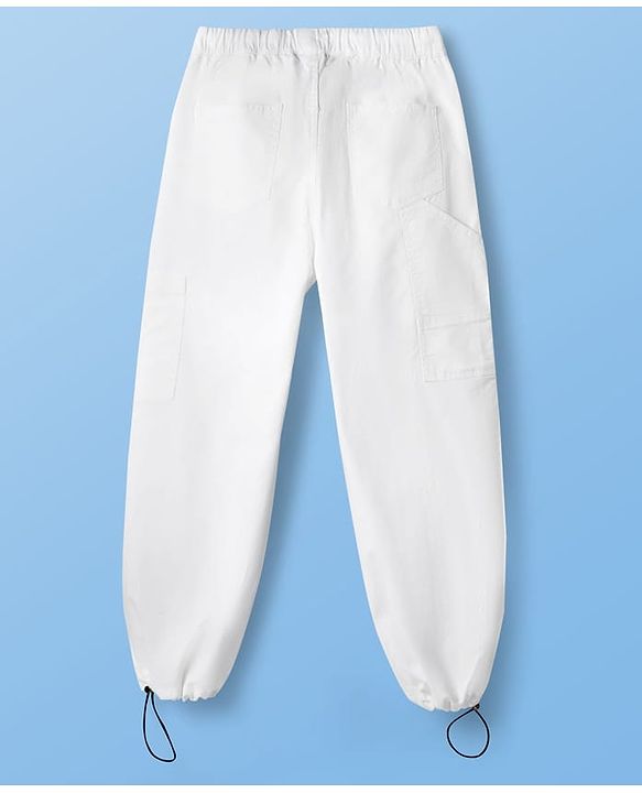 Pine Kids Denim Woven Full Length Solid Colour Jeans with Pockets - White