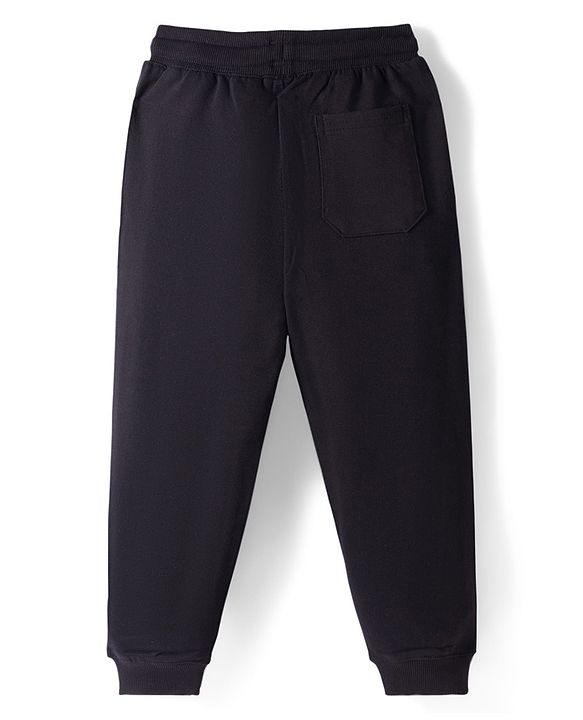 Pine Kids Knit Full Length Lounge Pant with Text Print - Black