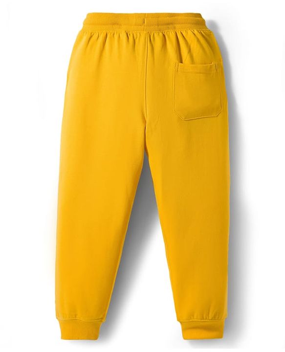 Pine Kids Knit Full Length Lounge Pant with Text Print - Yellow