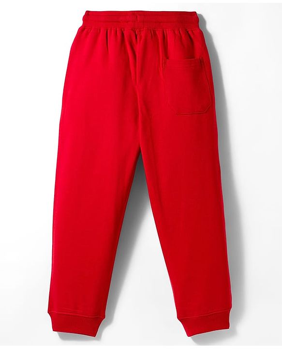 Pine Kids Knit Full Length Lounge Pant with Text Print - Red