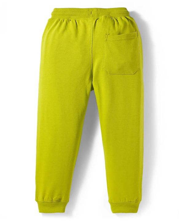 Pine Kids Knit Full Length Lounge Pant with Text Print - Olive Green