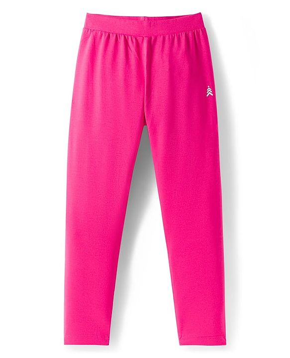Pine Kids Cotton Lycra Knit Full Length Leggings with Floral Print Pack of 2 - Pink & Lavender