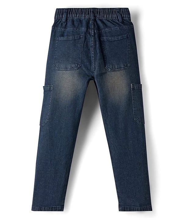 Pine Kids Denim Woven Full Length Washed Jeans - Navy Blue