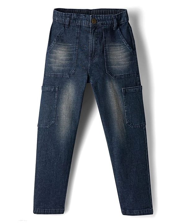 Pine Kids Denim Woven Full Length Washed Jeans - Navy Blue