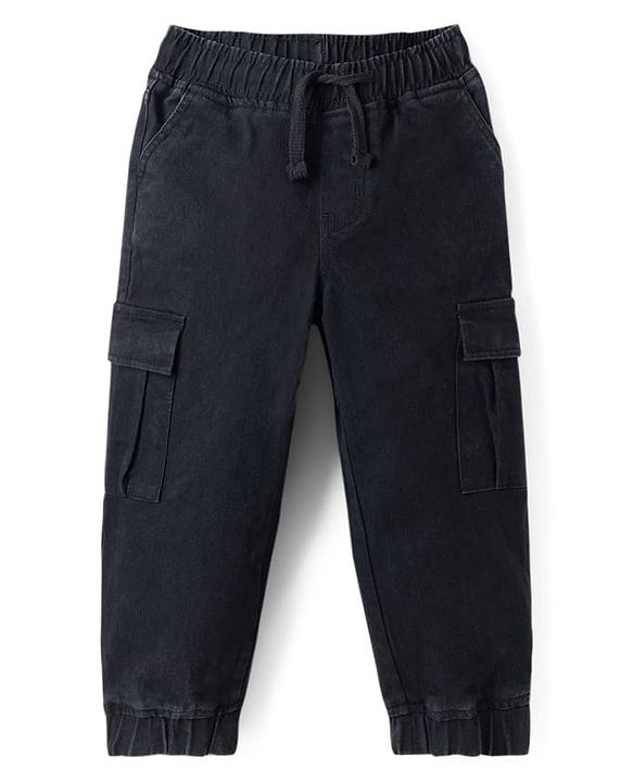 Pine Kids Full Length Solid Color Denim Jeans - Black