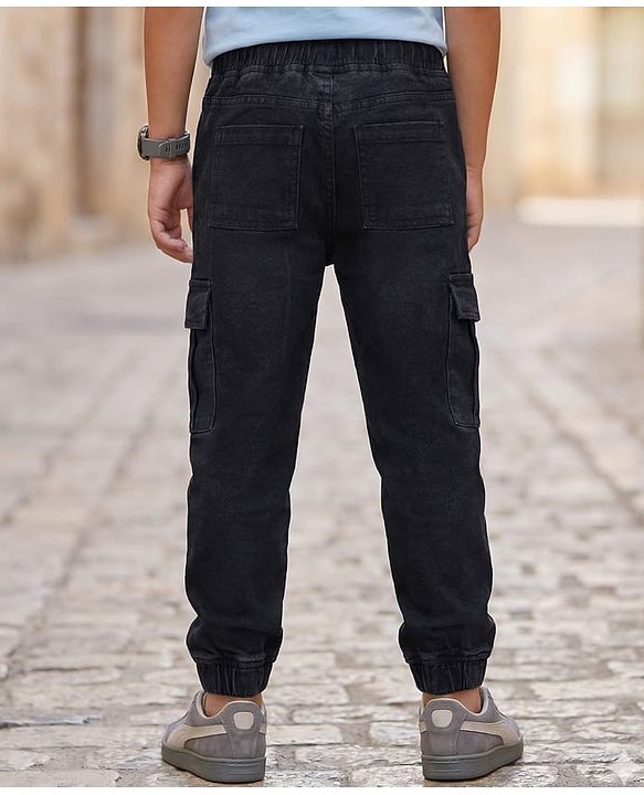 Pine Kids Full Length Solid Color Denim Jeans - Black