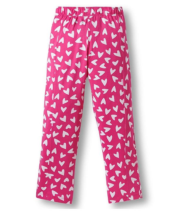 Pine Kids  Single Jersey Knit Half Sleeves Co-ords Night Suit with Heart Print - Pink
