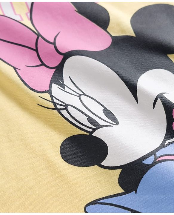 Babyhug Disney Single Jersey Knit Half Sleeves T-Shirts with Minnie & Friends Graphic Pack of 3 - Yellow White & Pink