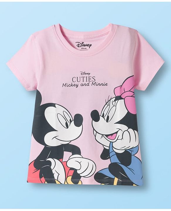 Babyhug Disney Single Jersey Knit Half Sleeves T-Shirts with Minnie & Friends Graphic Pack of 3 - Yellow White & Pink
