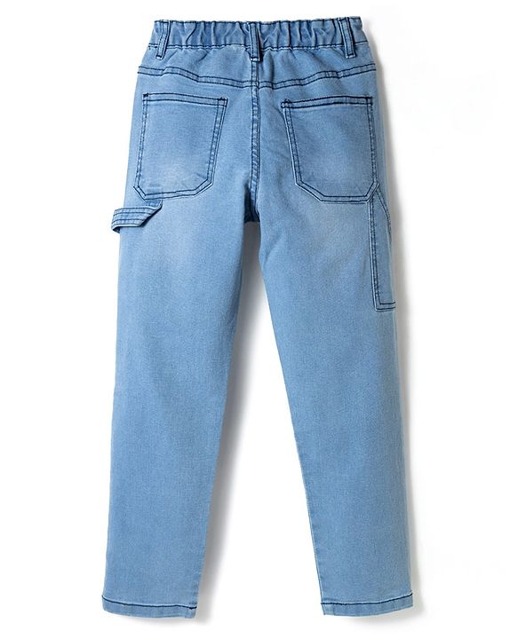Pine Kids Denim Woven Full Length Washed Cut N Sew Jeans - Blue