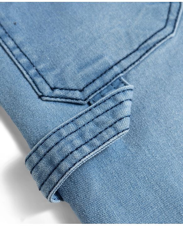 Pine Kids Denim Woven Full Length Washed Cut N Sew Jeans - Blue