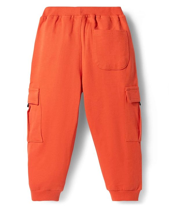 Babyhug Looper Knit Full Length Lounge Pant With Text Print - Red