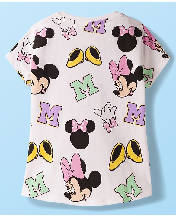 Babyhug Disney Single Jersery Knit Half Sleeves T-Shirt with Minnie & Friends Graphic Pack of 3 - Pink & Green