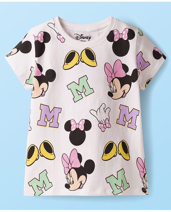 Babyhug Disney Single Jersery Knit Half Sleeves T-Shirt with Minnie & Friends Graphic Pack of 3 - Pink & Green