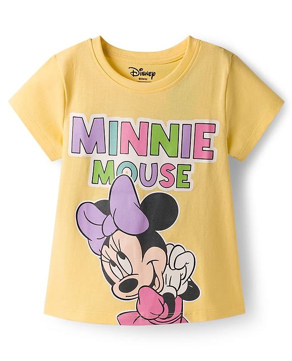 Babyhug Disney Single Jersey Knit Half Sleeves T-Shirt With Minnie & Mouse Friends Print Pack Of 2 - Lilac & Yellow