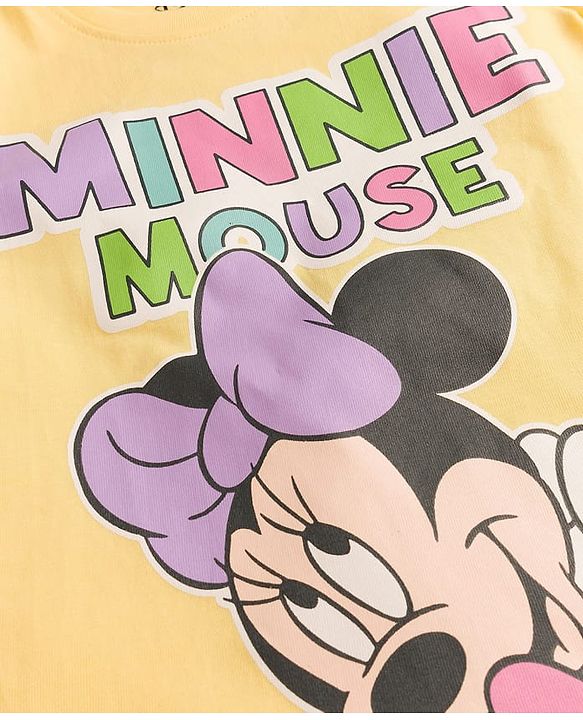 Babyhug Disney Single Jersey Knit Half Sleeves T-Shirt With Minnie & Mouse Friends Print Pack Of 2 - Lilac & Yellow