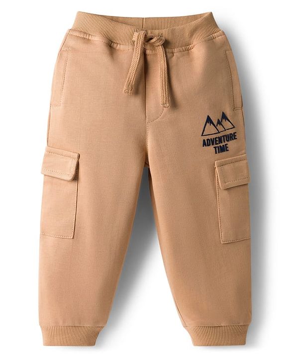 Babyhug Looper Knit Full Length Lounge Pant With Adventure Time Print - Beige