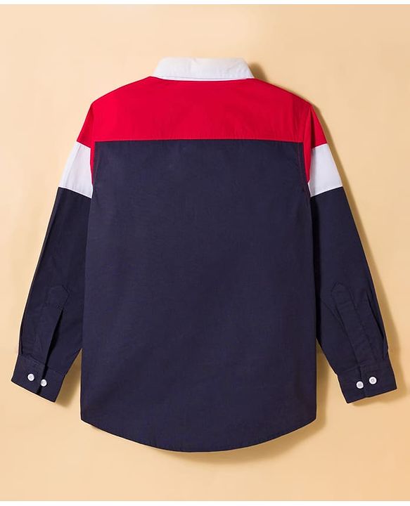 Pine Kids Cotton Woven Full Sleeves Solid Shirt - Navy Blue