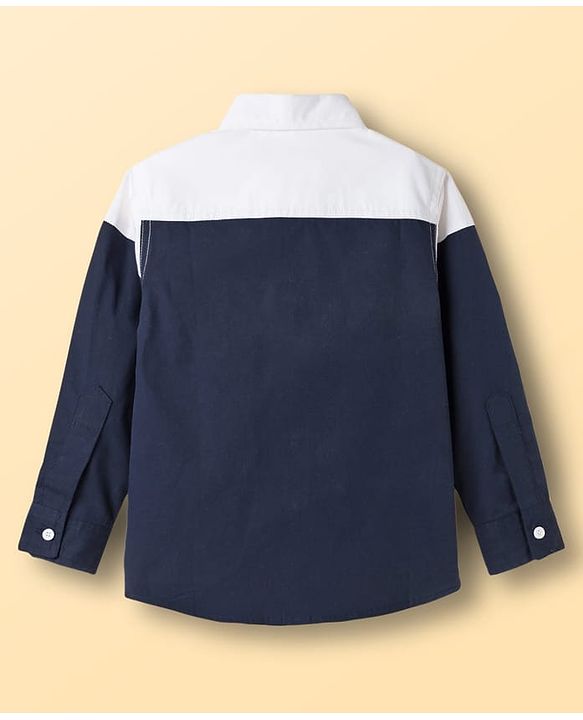Pine Kids Cotton Woven Full Sleeves Solid Shirt - Navy Blue