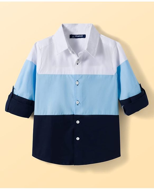Pine Kids Cotton Woven Cut & Sew Solid Color Shirt - Multicolor