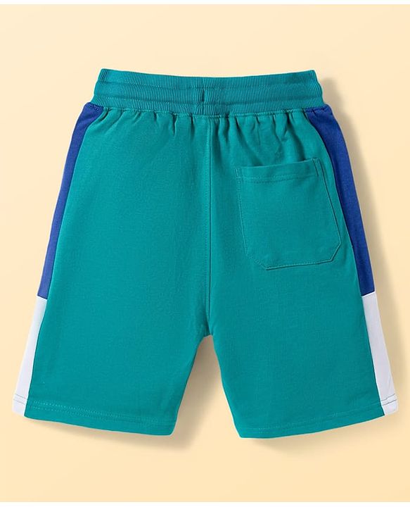 Pine Kids Looper Knit Half Sleeves T-Shirt & Shorts Set With LA Embroidery - Teal Blue
