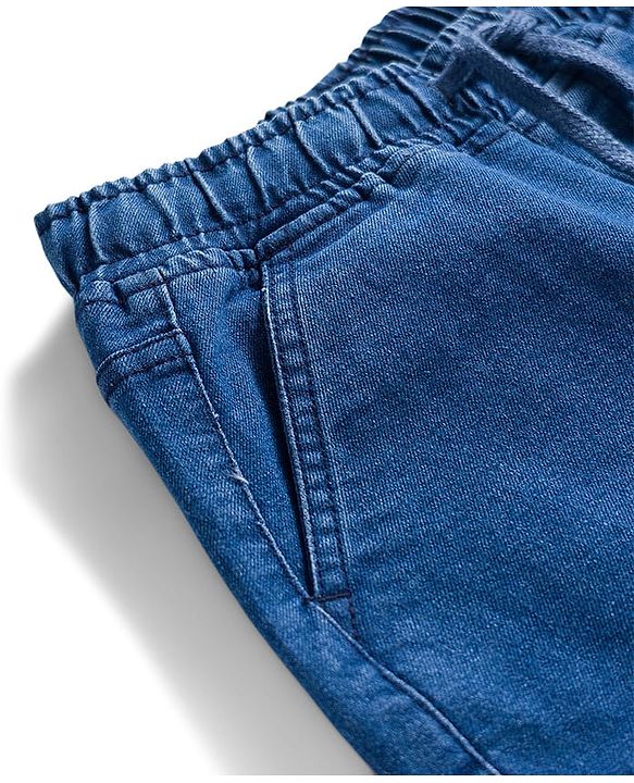 Pine Kids Denim Woven Full Length Solid Jeans with Cargo Pockets - Blue