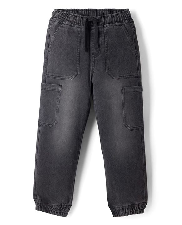 Pine Kids Full Length Solid Color Denim Jeans - Black