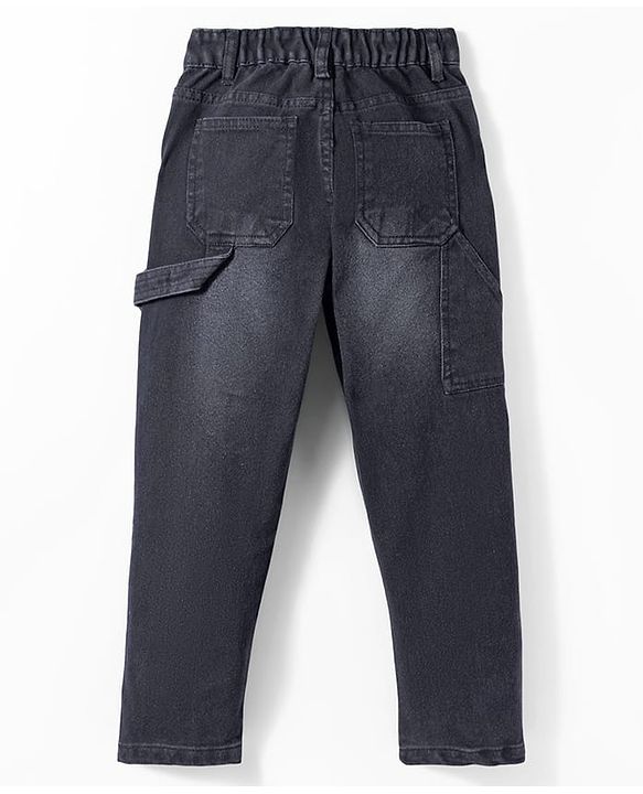 Pine Kids Denim Woven Full Length Washed Jeans - Black