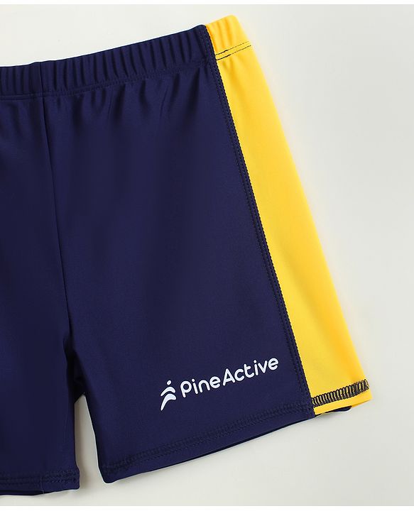 Pine Active Half Raglan Sleeves Cut N Sew Two Piece Swimsuit - Yellow & Navy Blue