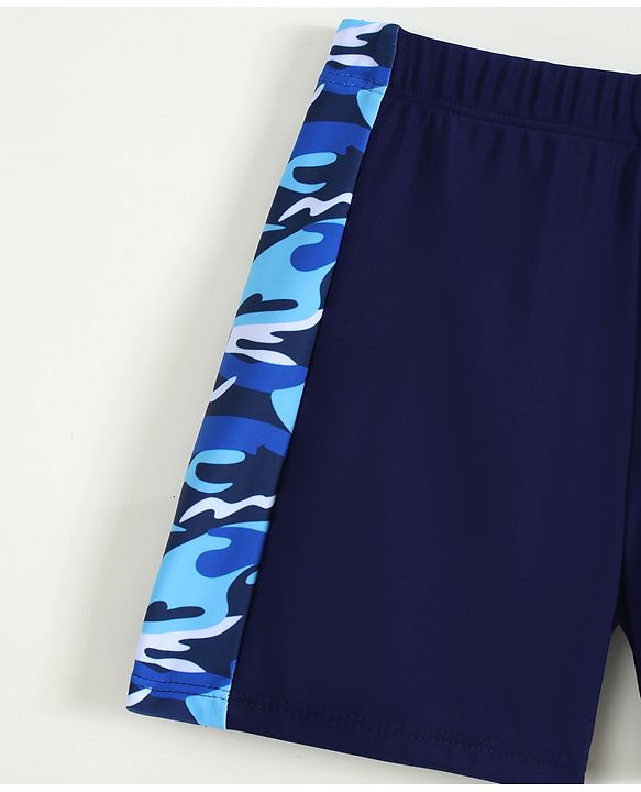 Pine Kids Swimming Trunk with Cap & Camouflage - Navy Blue