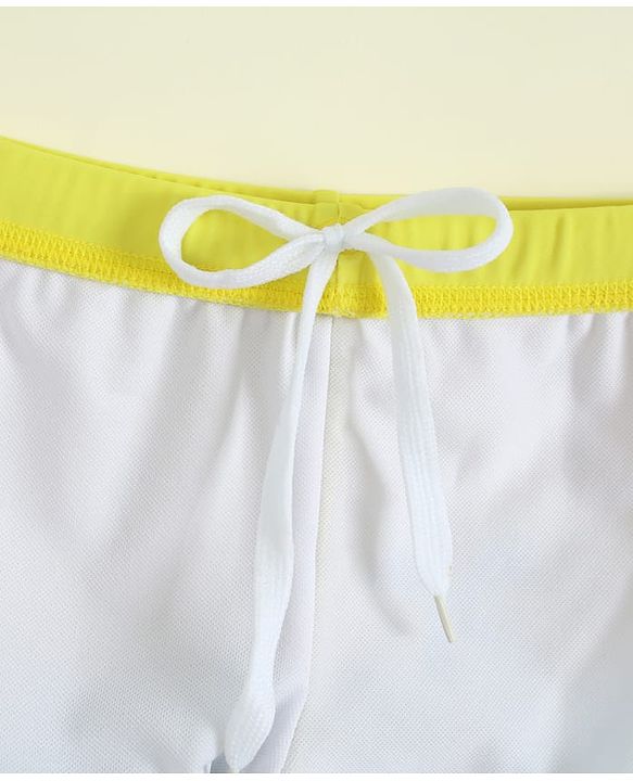 Babyhug Half Raglan Sleeves Dino Printed Two Piece Swimsuit - Yellow