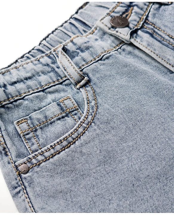 Pine Kids 100% Cotton Denim Woven Solid Color Shorts - Mid Blue