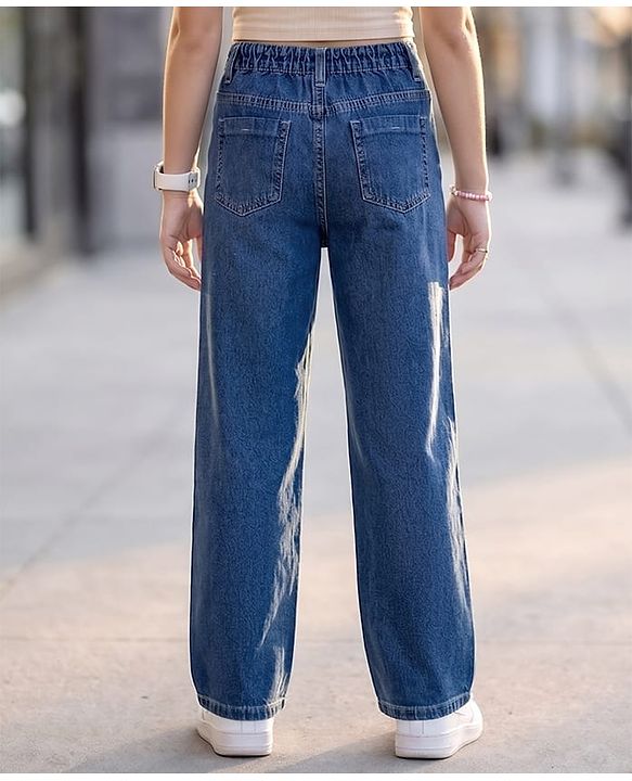 Pine Kids Denim Woven Full Length Solid Jeans - Navy Blue