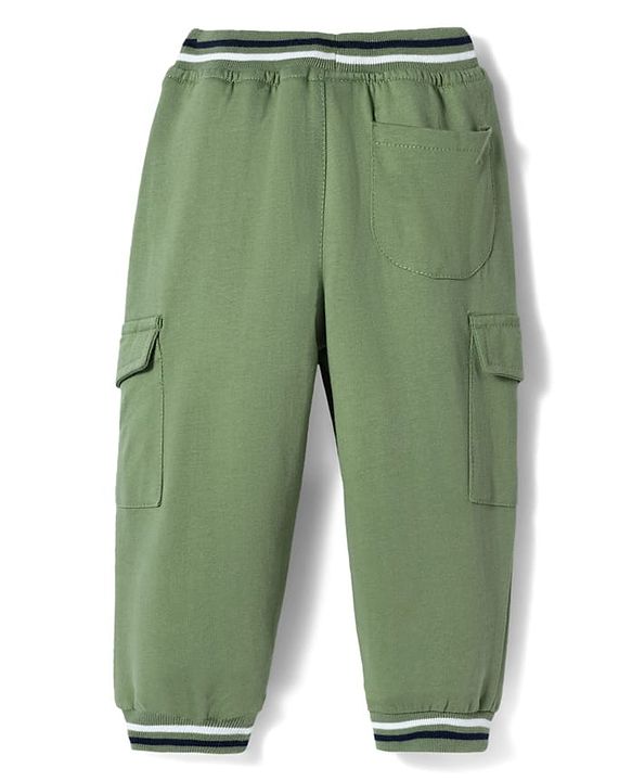 Babyhug Looper Knit Full Length Lounge Pant With Text Print - Green