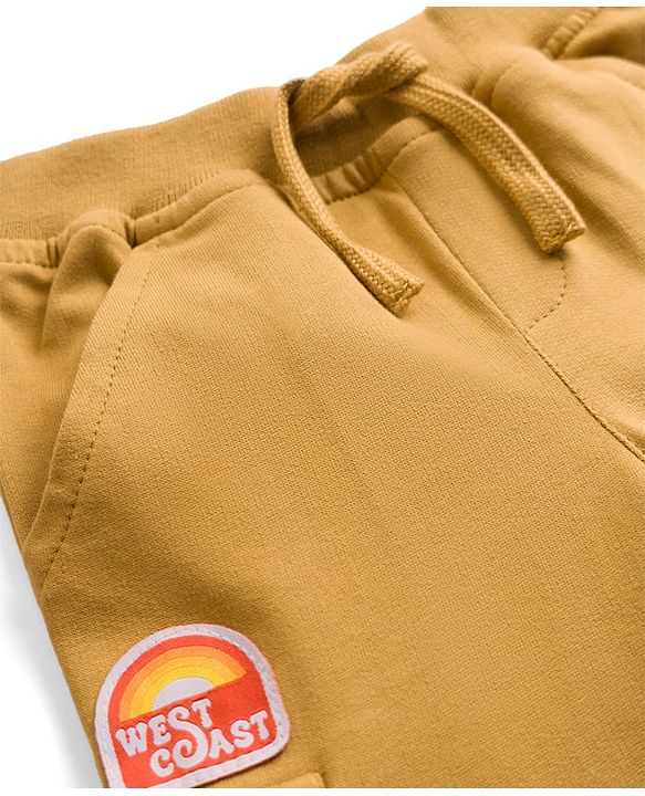 Babyhug Looper Knit Full Length Lounge Pant With Patch Detailing - Mustard
