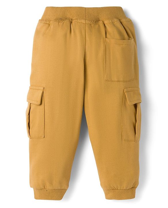 Babyhug Looper Knit Full Length Lounge Pant With Patch Detailing - Mustard