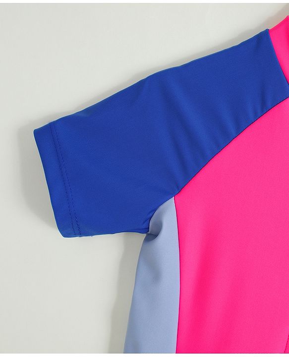 Pine Active Half Raglan Sleeves Legged Swimsuit - Pink
