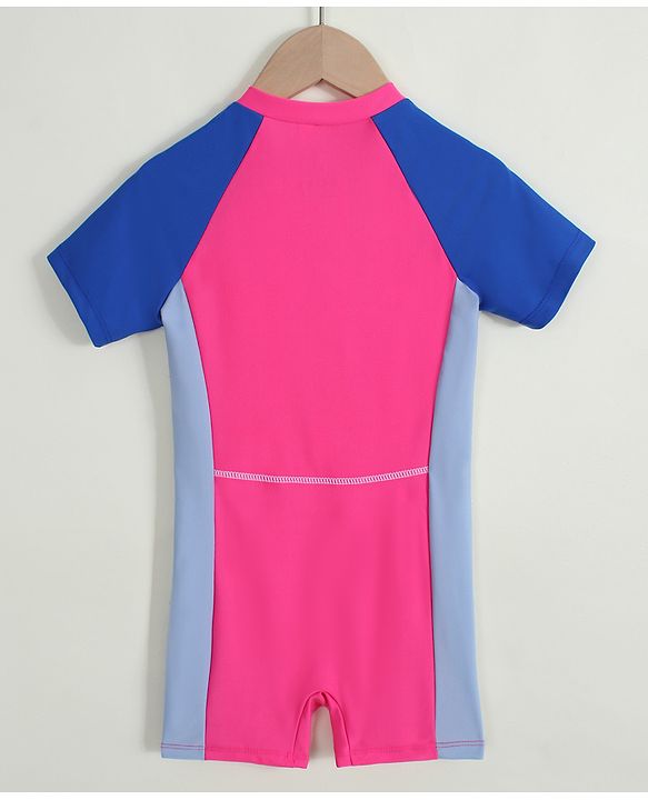 Pine Active Half Raglan Sleeves Legged Swimsuit - Pink