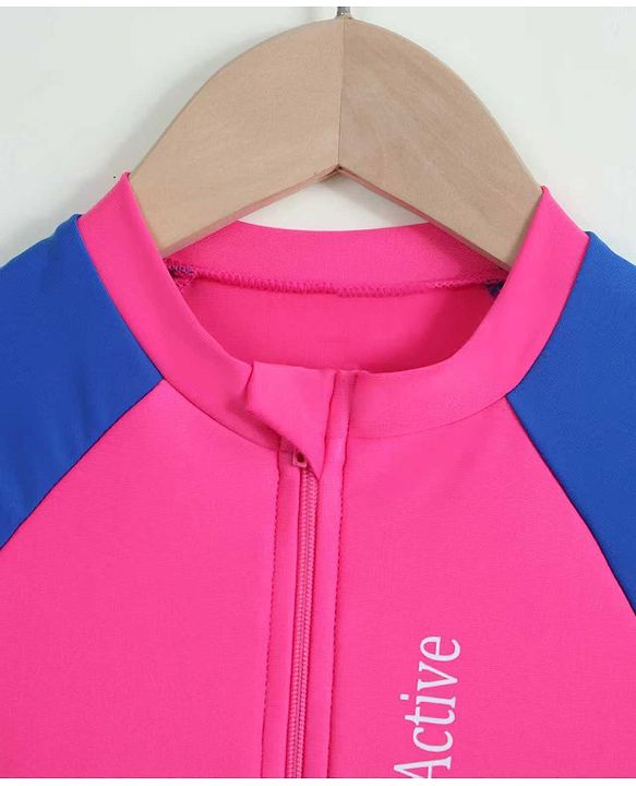 Pine Active Half Raglan Sleeves Legged Swimsuit - Pink