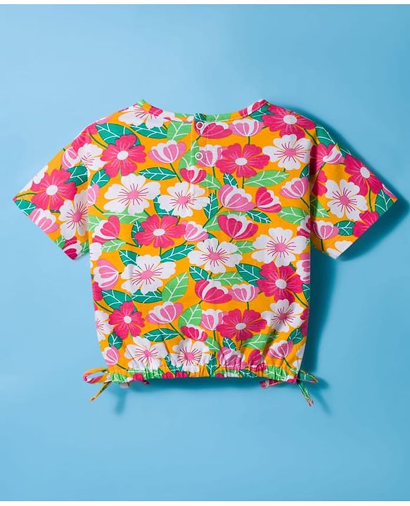 Babyhug Single Jersey Half Sleeves Top & Shorts Set Floral Print -  Multicolour