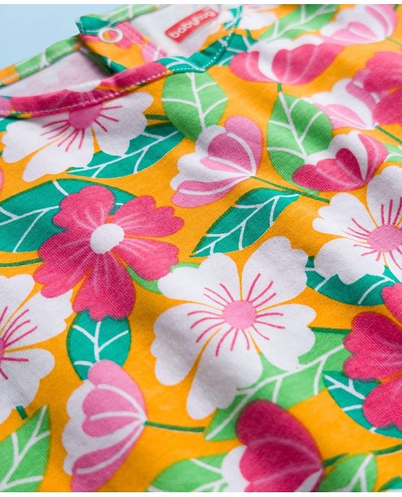 Babyhug Single Jersey Half Sleeves Top & Shorts Set Floral Print -  Multicolour