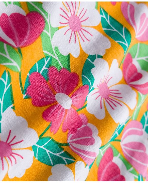 Babyhug Single Jersey Half Sleeves Top & Shorts Set Floral Print -  Multicolour