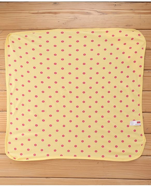 Babyhug Terry Knit Hooded Towel With Polka Dot Print L 76 x B 76 cm - Yellow