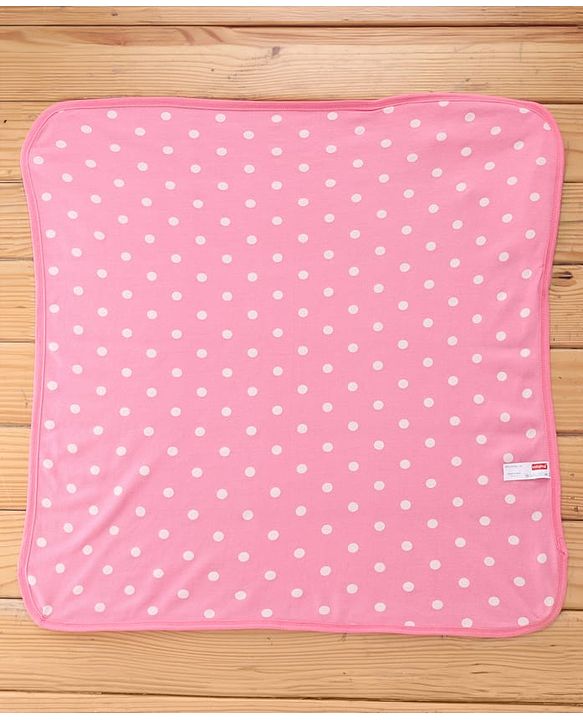 Babyhug Terry Knit Hooded Towel With Polka Dot Print L 76 x B 76 cm - Pink